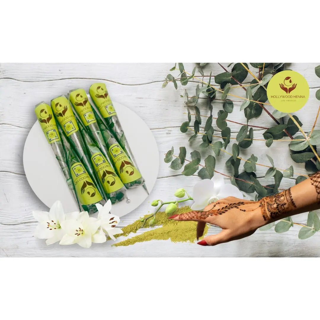 100% Natural, ALL - IN - ONE HENNA KIT - Ready - to - Use Handmade Organic Henna Cones with Aftercare Supplies (10 Cones), 15 - 18g Each - HOLLYWOOD HENNA