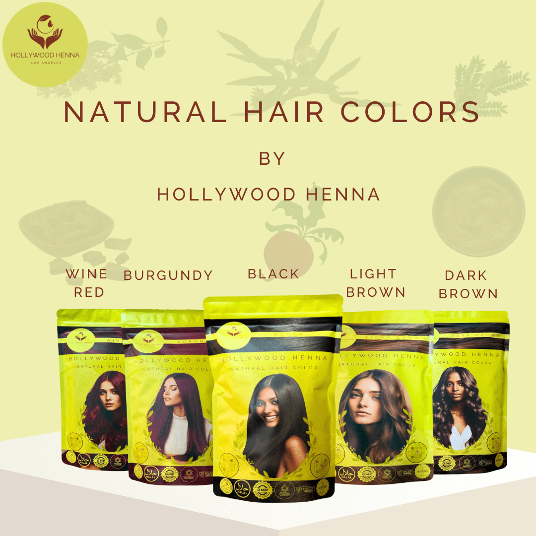 Black Henna Hair Color Pouch - Ammonia - Free, Organic, and Long - Lasting (0.5 lbs) - HOLLYWOOD HENNA