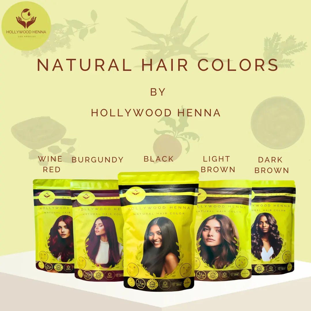 Burgundy Henna Hair Color Pouch - Ammonia - Free, Organic, and Long - Lasting (0.5 lbs) - HOLLYWOOD HENNA