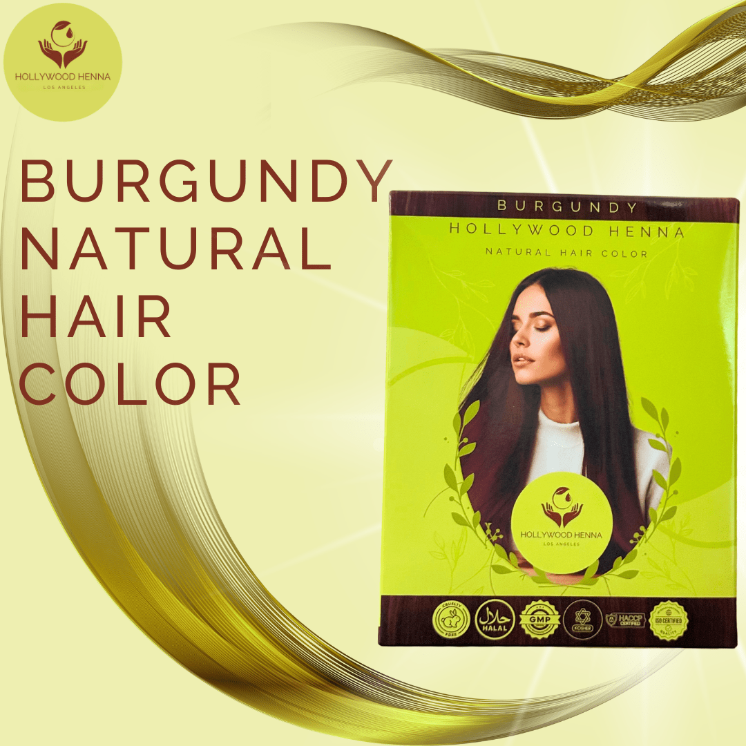 Burgundy Henna Hair Color Kit - Ammonia - Free, Organic, with Application Tools (0.22 lbs) - HOLLYWOOD HENNA