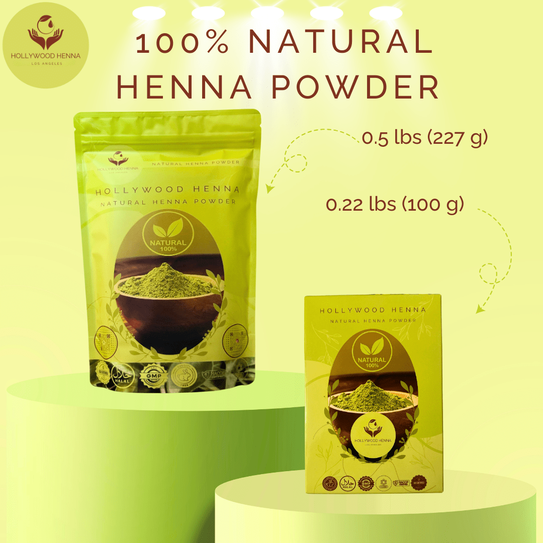 Natural Henna Powder Box - Ammonia - Free - Treatment (0.22 lbs) - HOLLYWOOD HENNA