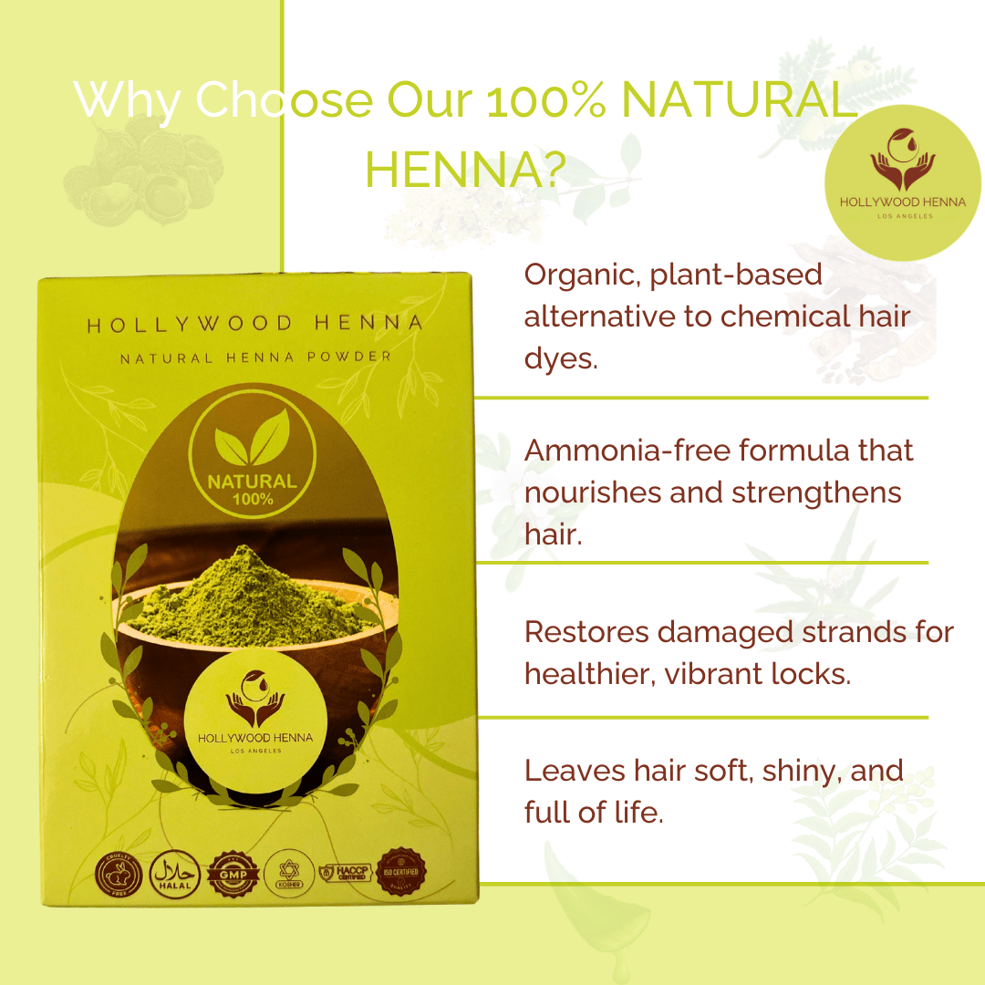 Natural Henna Powder Box - Ammonia - Free - Treatment (0.22 lbs) - HOLLYWOOD HENNA