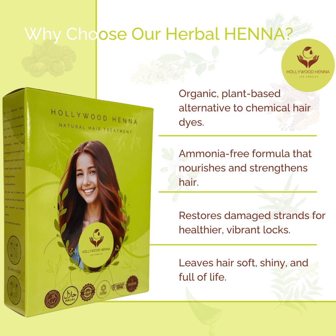 Herbal Henna Box - Natural Hair Treatment - Organic & Ammonia - Free, with Application Tools (0.22 lbs) - HOLLYWOOD HENNA