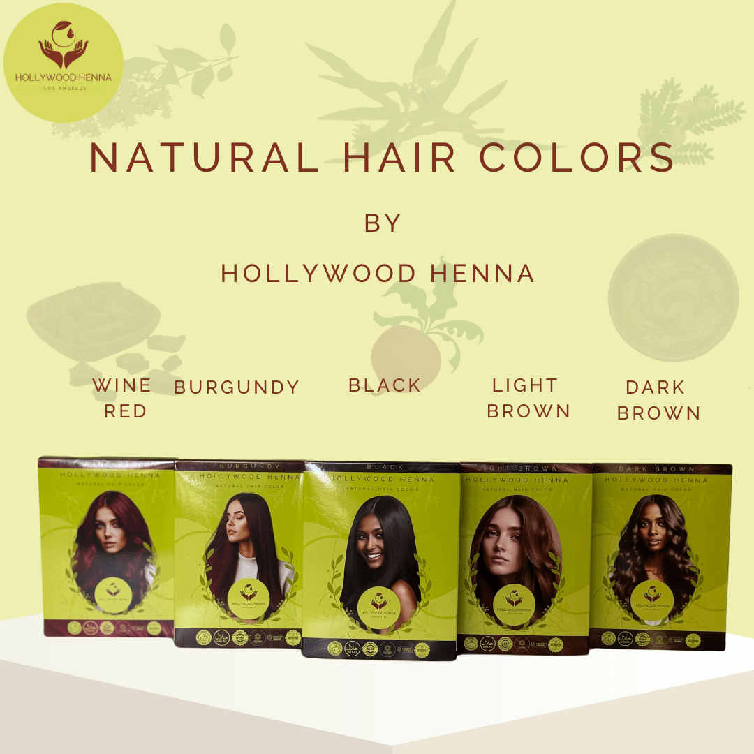 Wine Red Henna Hair Color Kit - Ammonia - Free, Organic, with Application Tools (0.22 lbs) - HOLLYWOOD HENNA