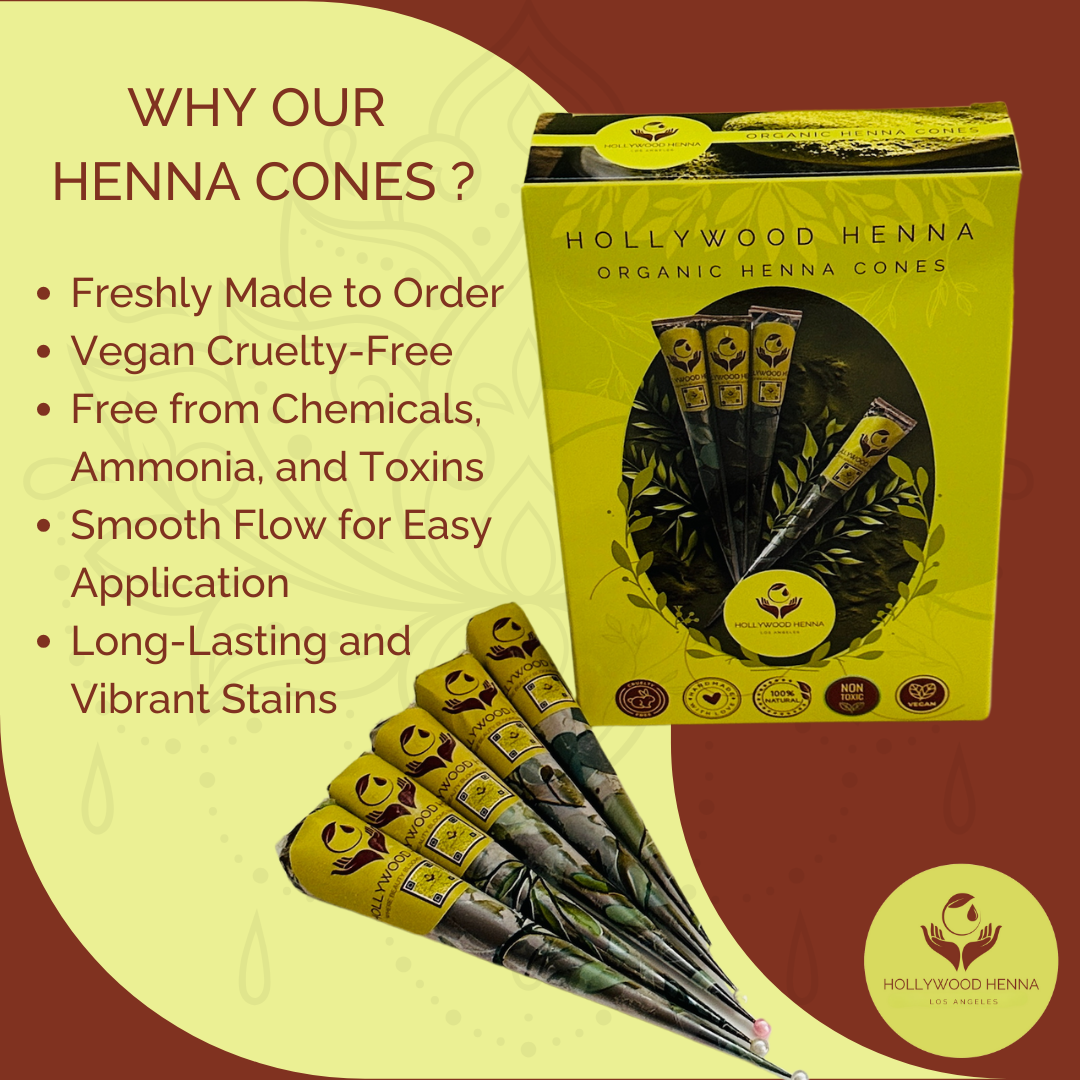 10 Handmade Henna Cones - Freshly Prepared 100% Natural Henna Paste (15-18g Each)