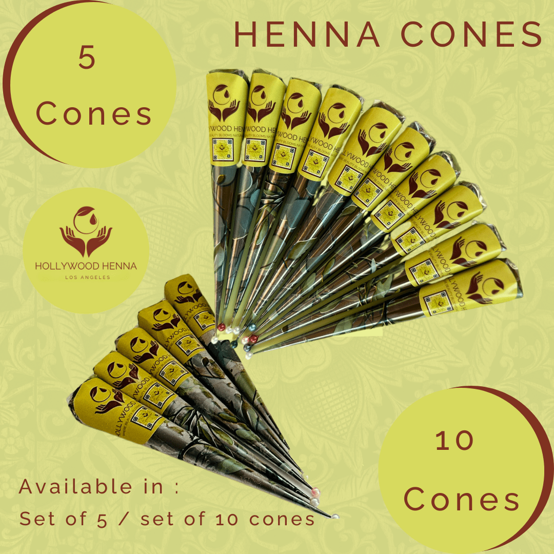 5 Handmade Henna Cones - Freshly Prepared 100% Natural Henna Paste (15-18g Each) HOLLYWOOD HENNA