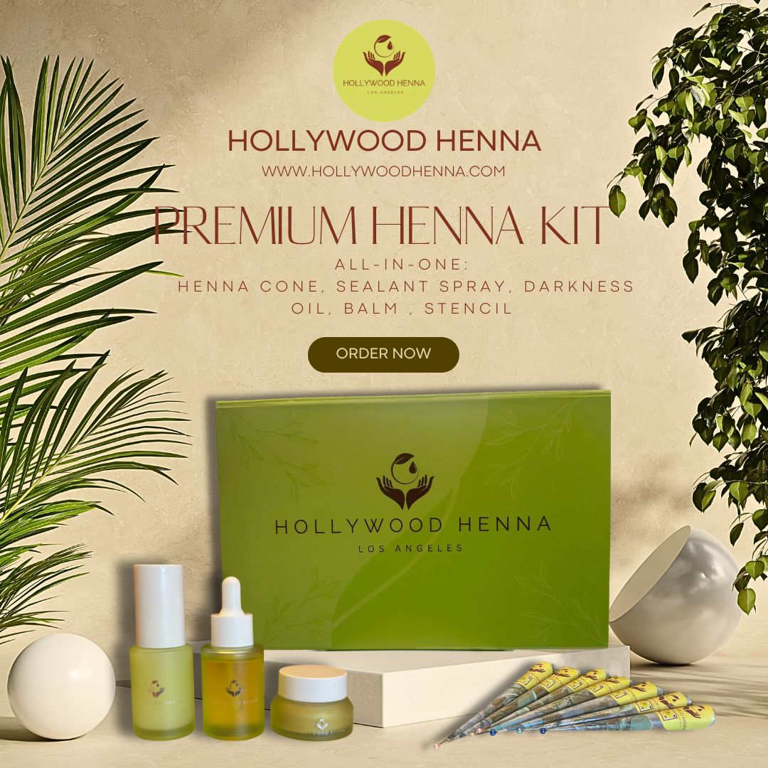 100% Natural, ALL-IN-ONE HENNA KIT - Ready-to-Use Handmade Organic Henna Cones with Aftercare Supplies (5 Cones), 15-18g Each