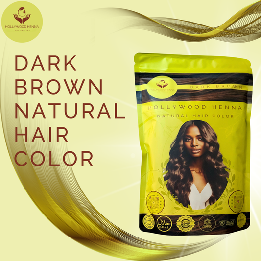 Dark Brown Henna Hair Color Pouch - Ammonia-Free, Organic, and Long-Lasting (0.5 lbs)