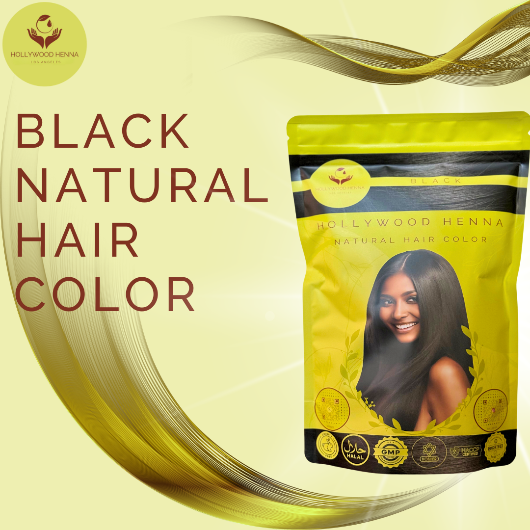 Black Henna Hair Color Pouch - Ammonia-Free, Organic, and Long-Lasting (0.5 lbs)