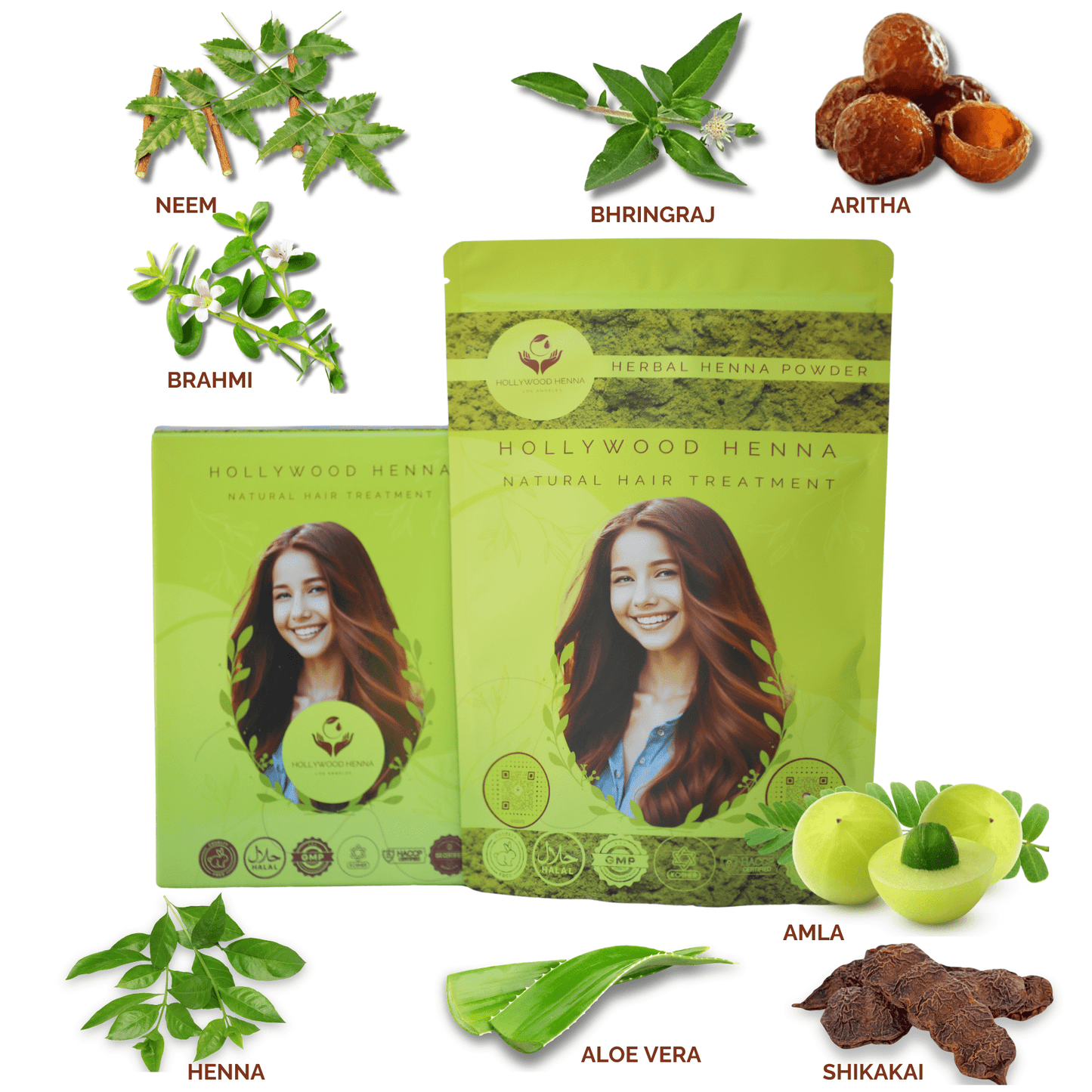 Herbal Henna Box - Natural Hair Treatment - Organic & Ammonia-Free, with Application Tools (0.22 lbs) HOLLYWOOD HENNA