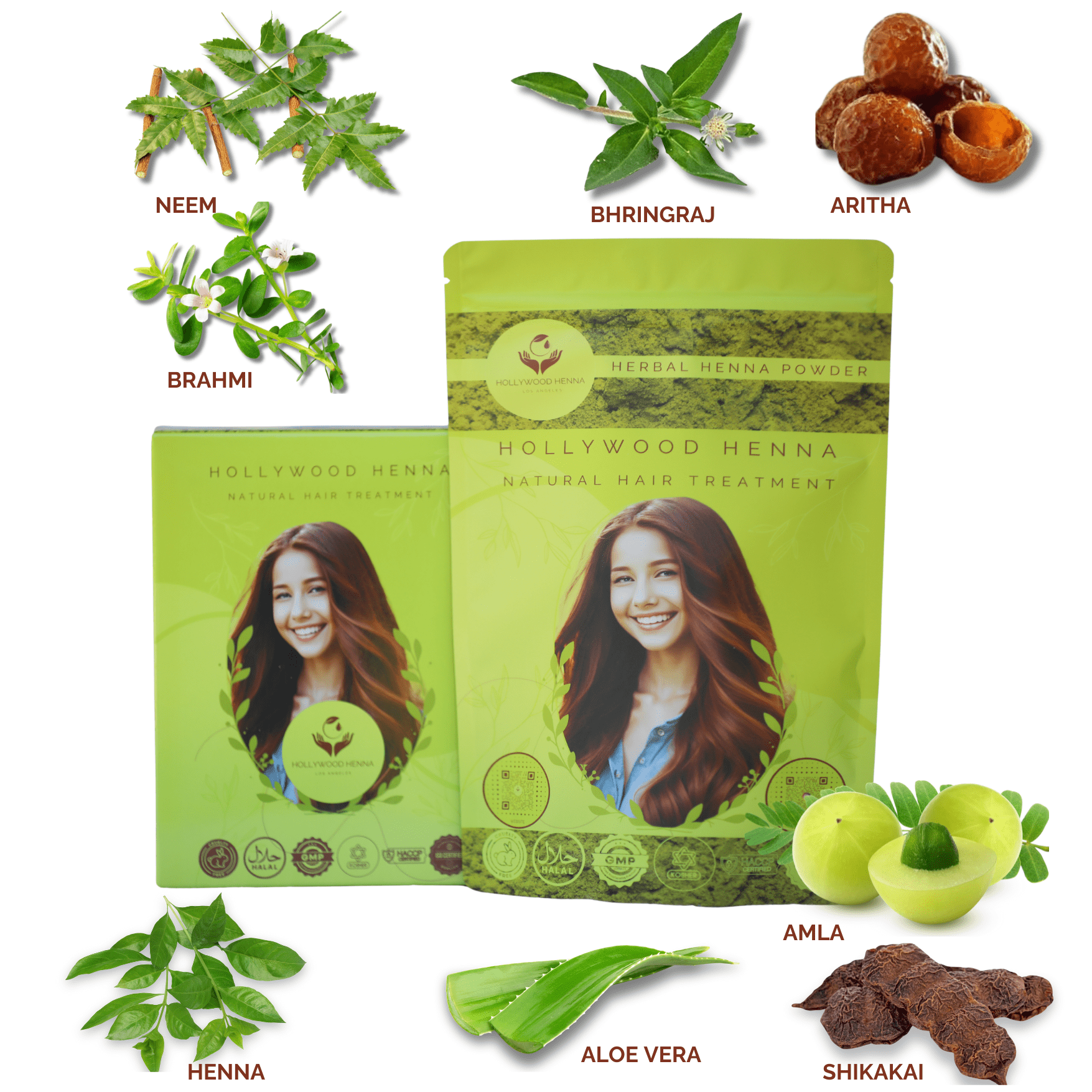 Herbal Henna Box - Natural Hair Treatment - Organic & Ammonia-Free, with Application Tools (0.22 lbs) HOLLYWOOD HENNA